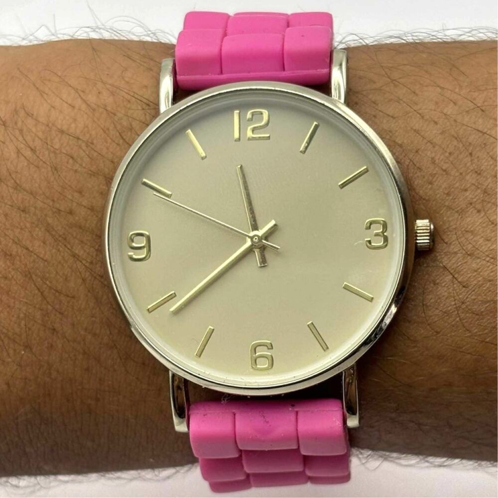 Silver & Pink Men's Watch